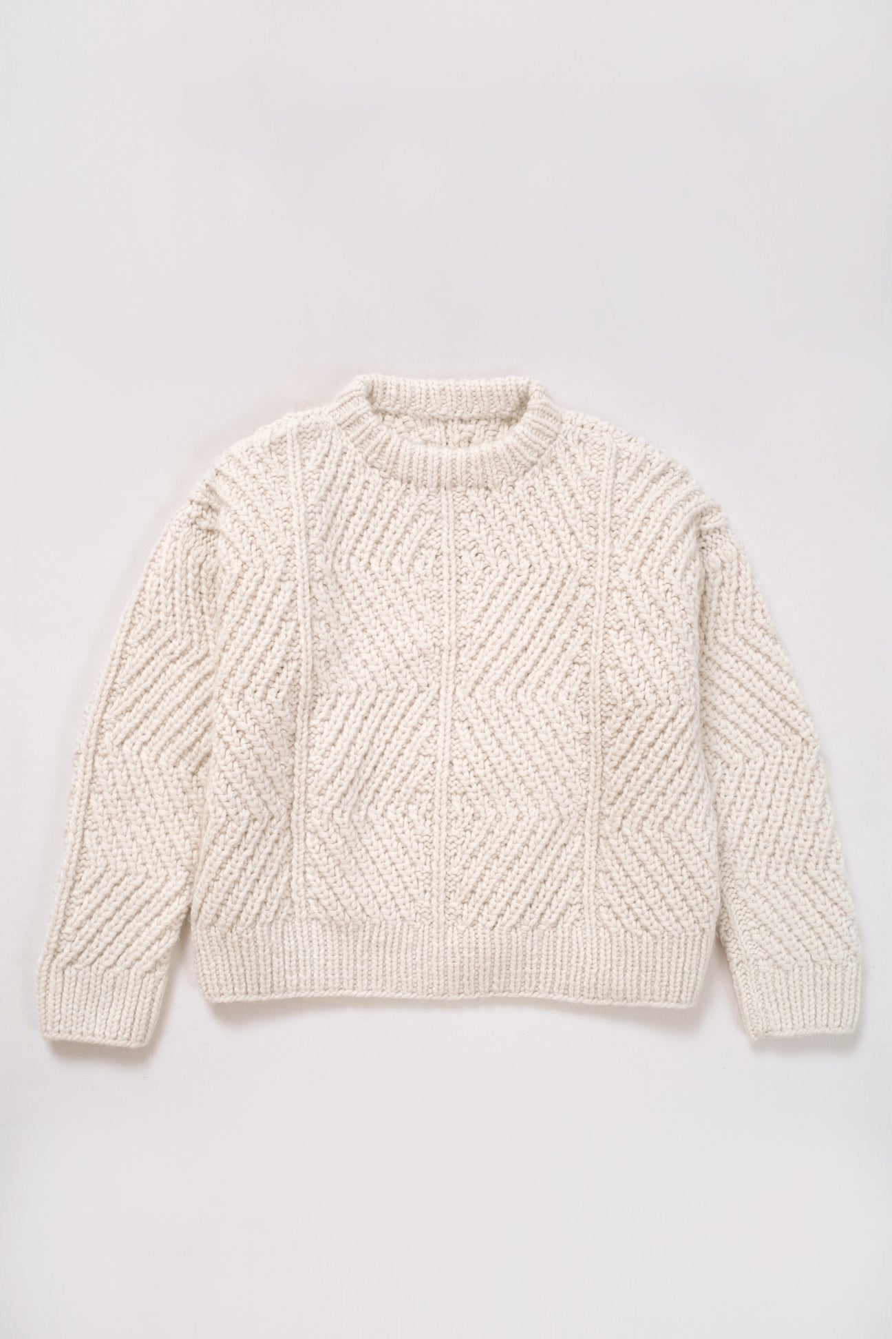 Cream Hand Knit Bevel Sweater