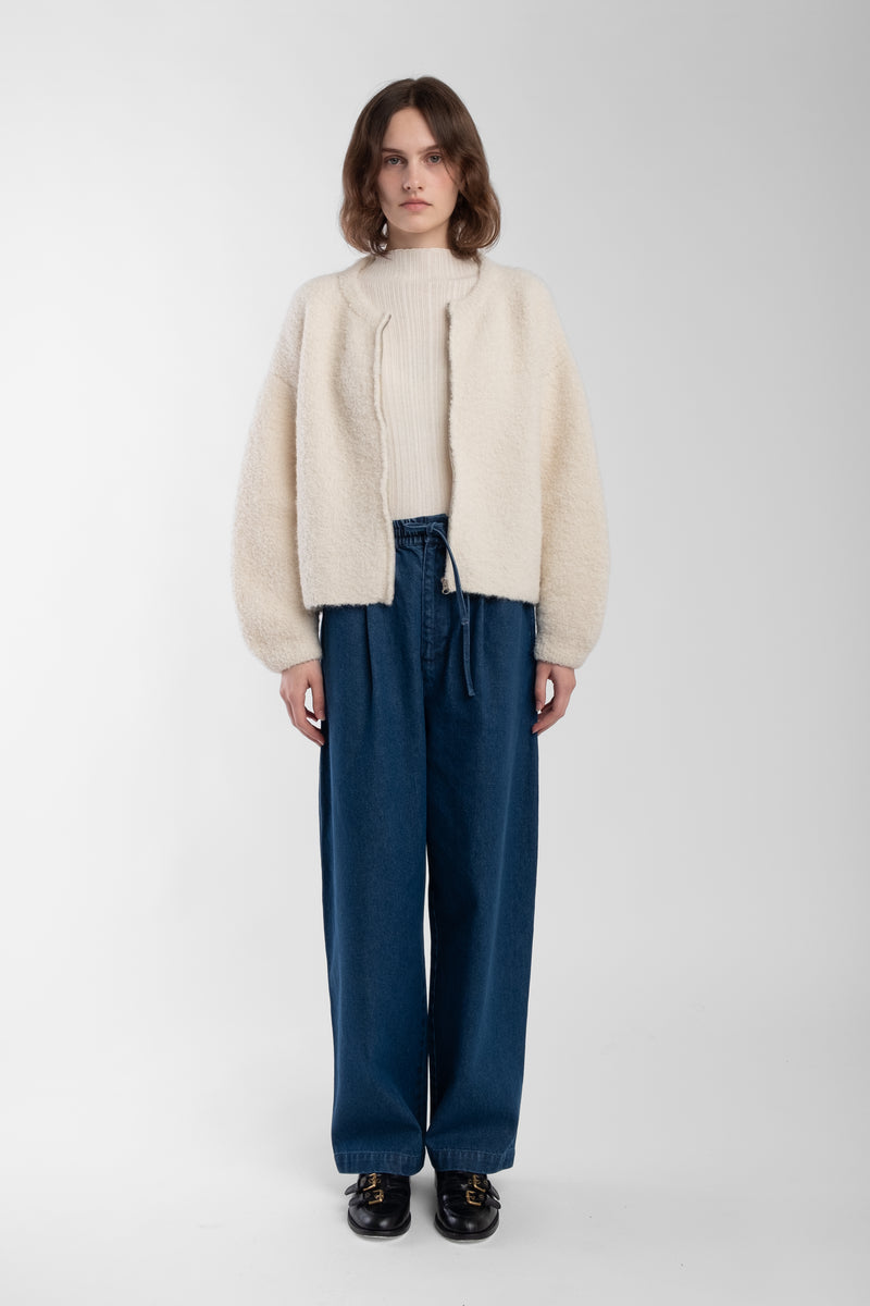 Cream Boucle Zip Cardigan – Micaela Greg