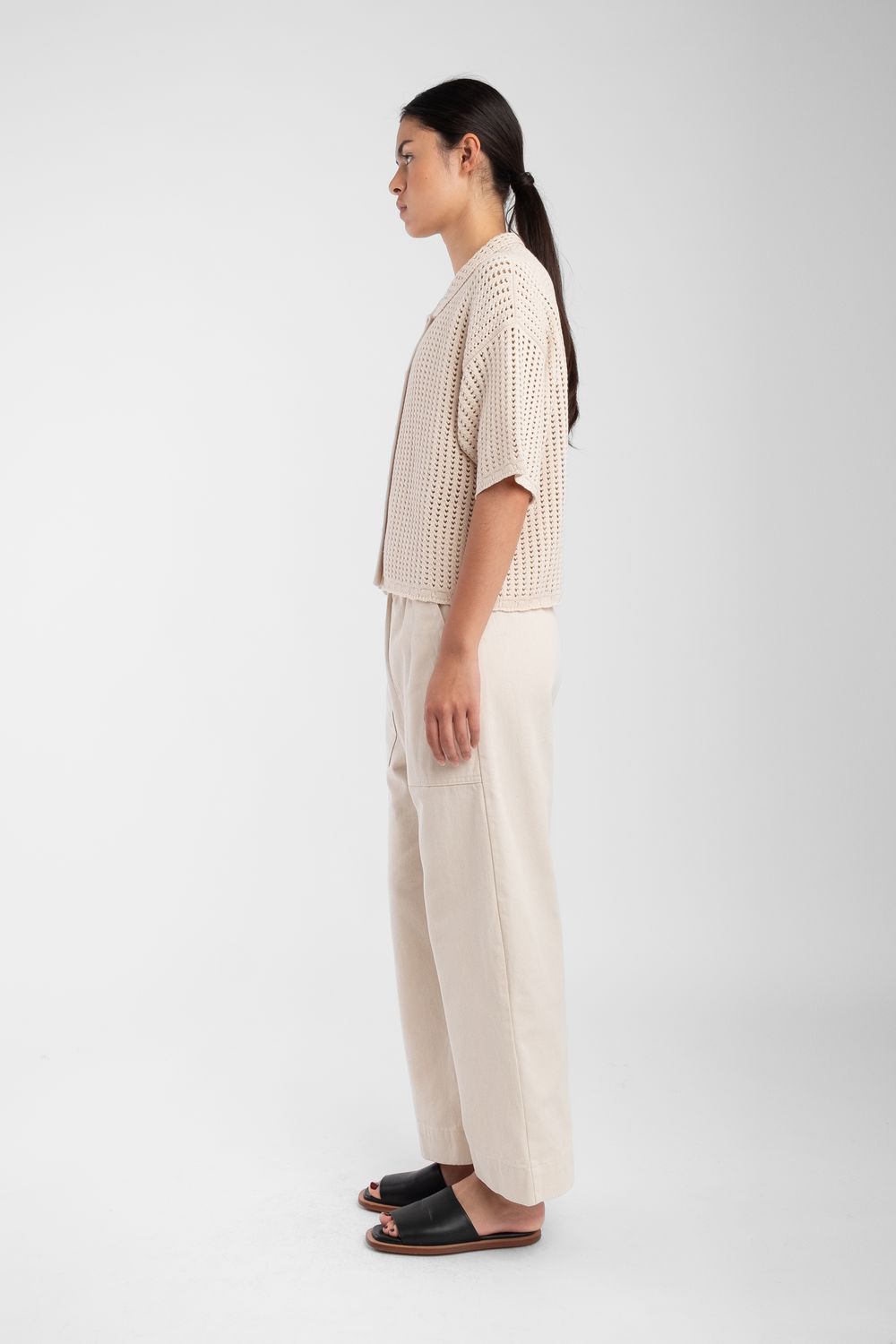 Cream Open Knit Polo