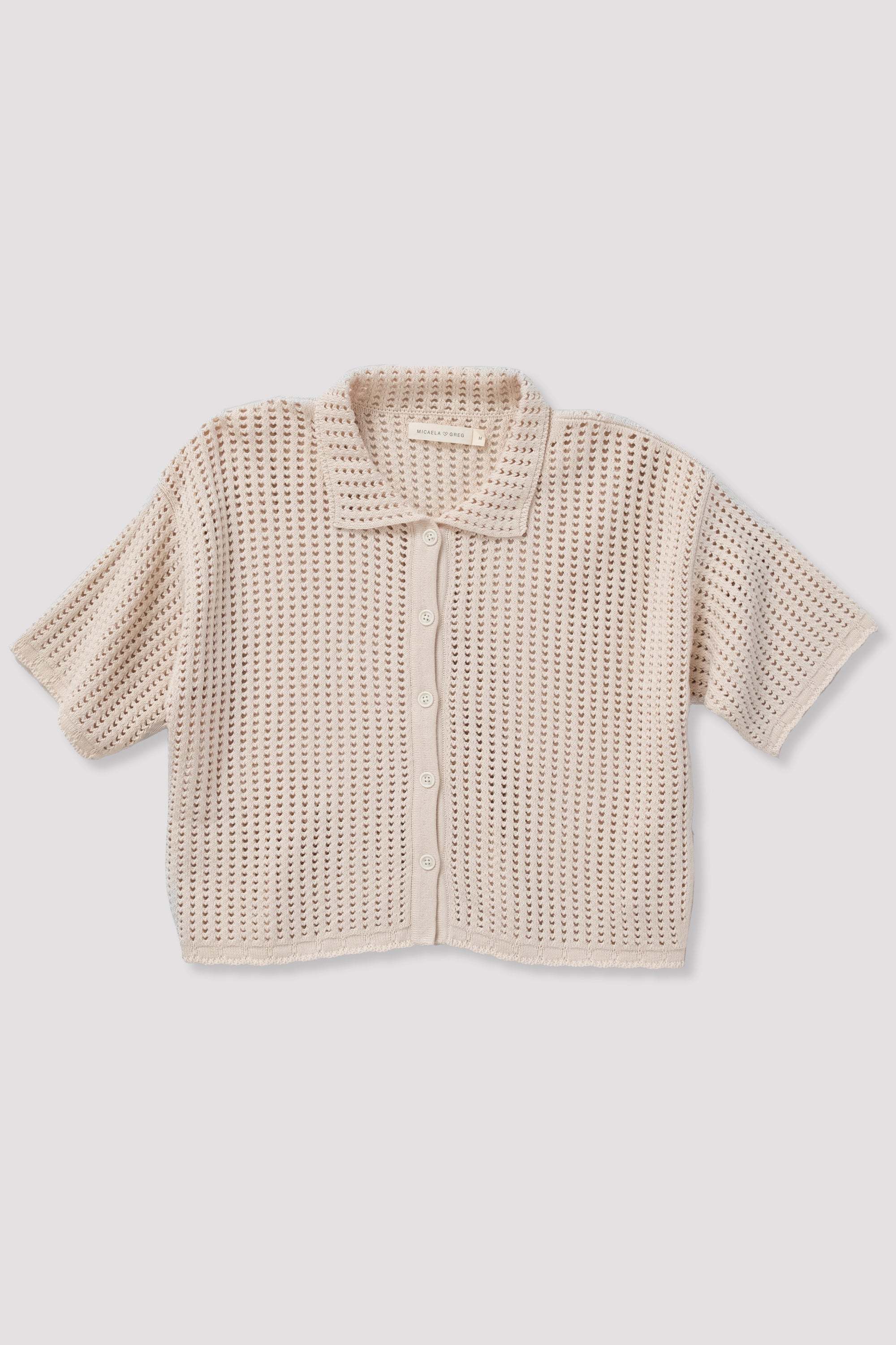 Cream Open Knit Polo – Micaela Greg Cream Open Knit Polo – Micaela Greg