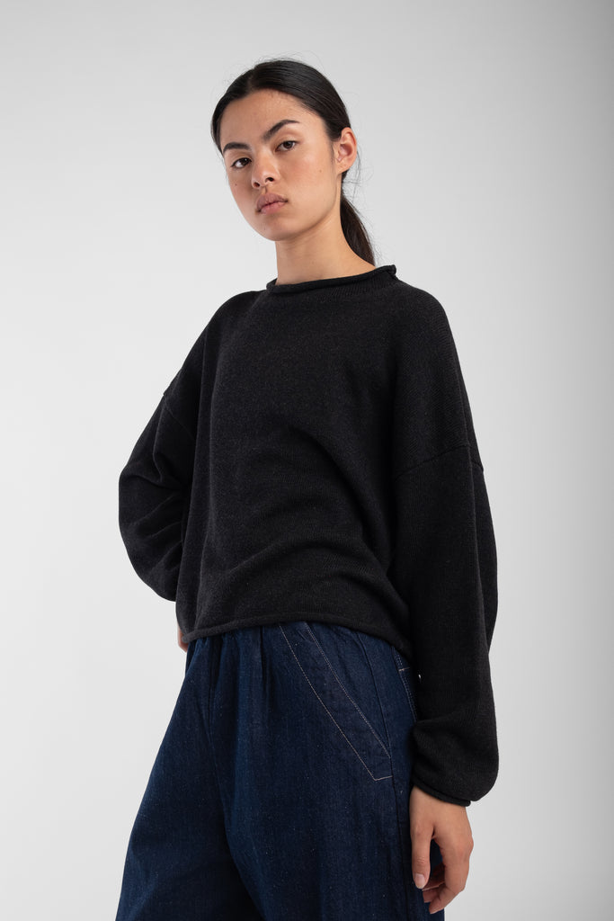 Faded Black Rolled Sweater
