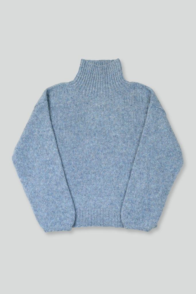 Steel Blue Funnel Neck Sweater