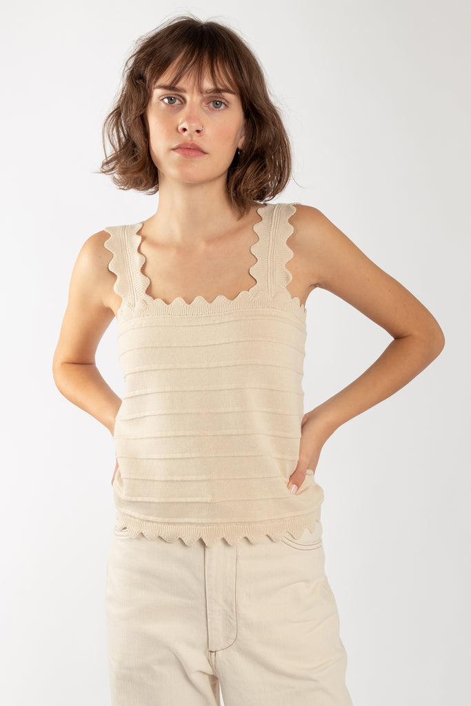 Cream Scallop Tank