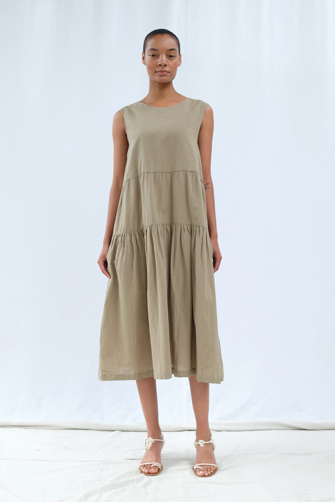 Faded Olive Tier Dress