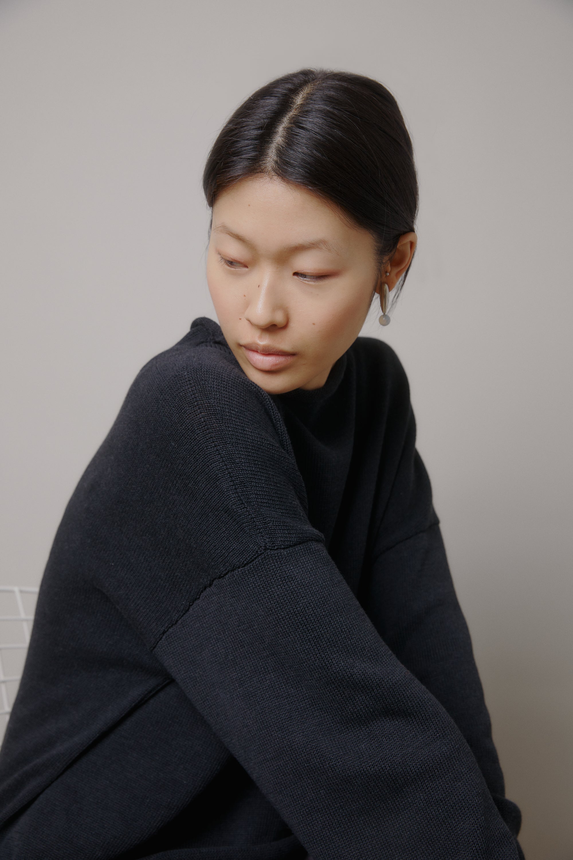 Faded Black Rolled Sweater – Micaela Greg