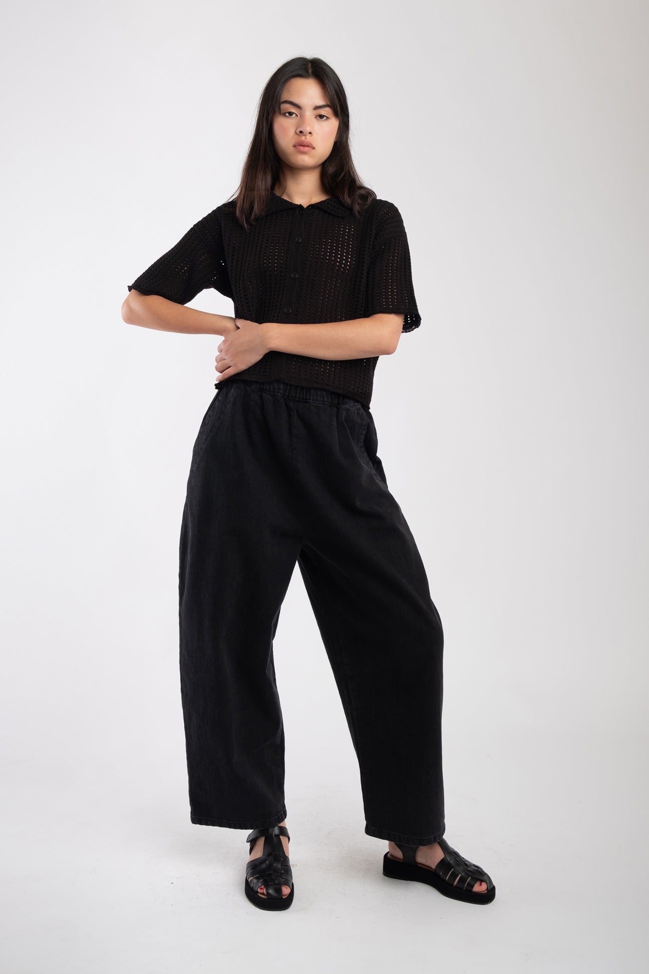 Faded Black Barrel Pant