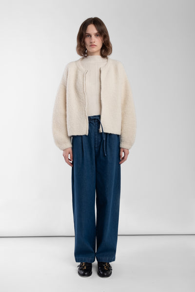 Cream Boucle Zip Cardigan – Micaela Greg