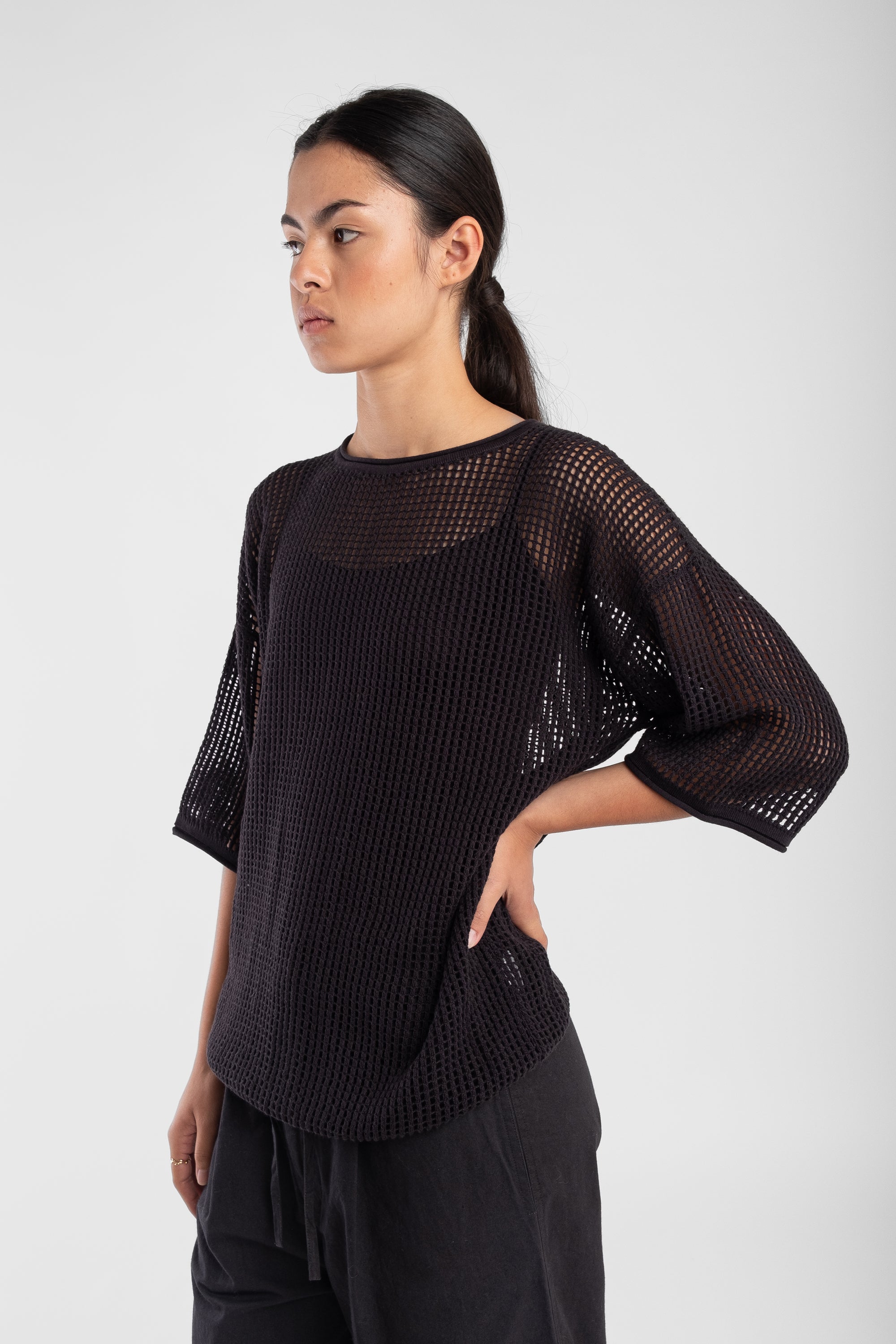 Faded Black Lattice Tee