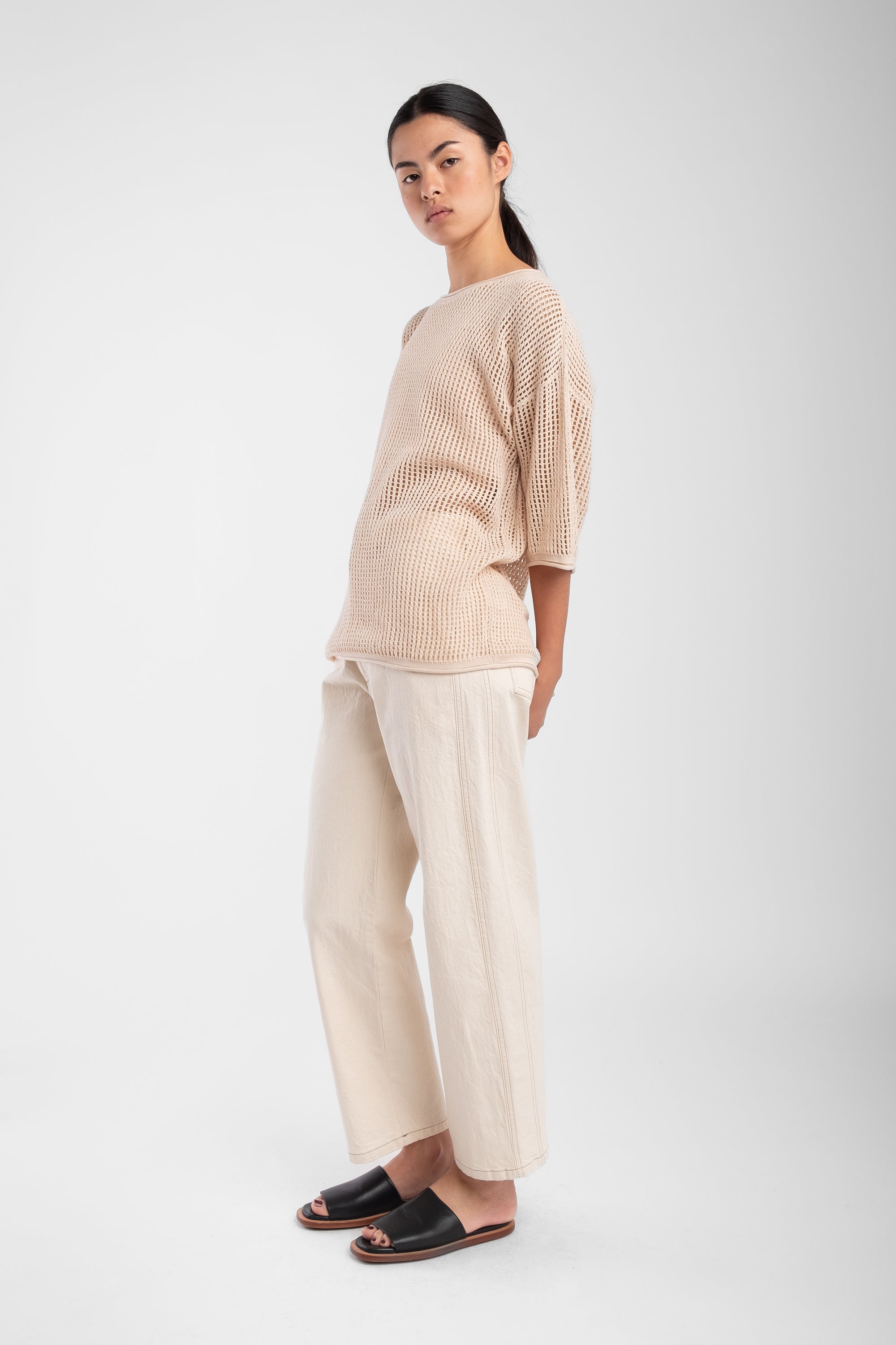 Cream Lattice Tee