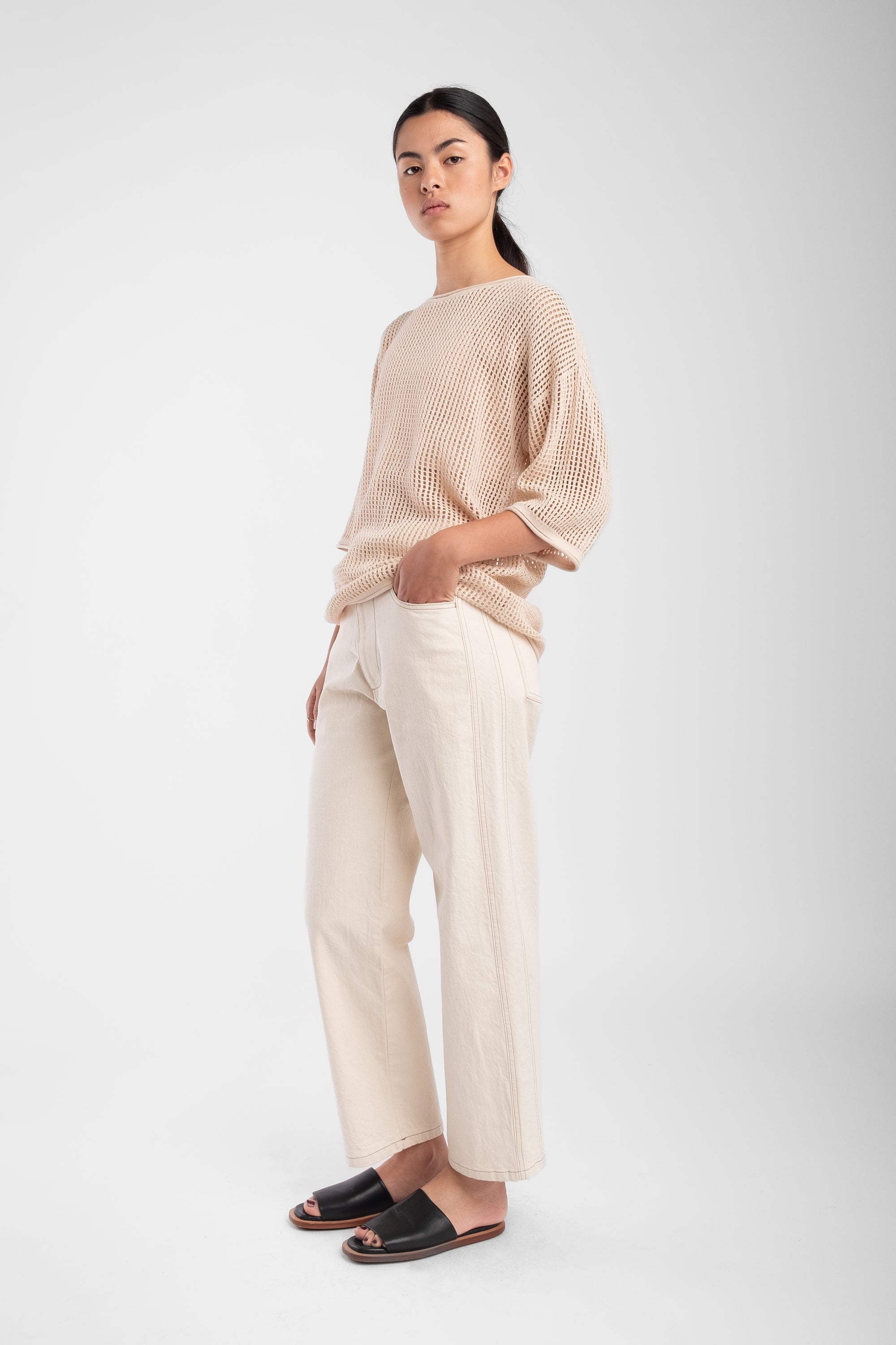 Cream Lattice Tee