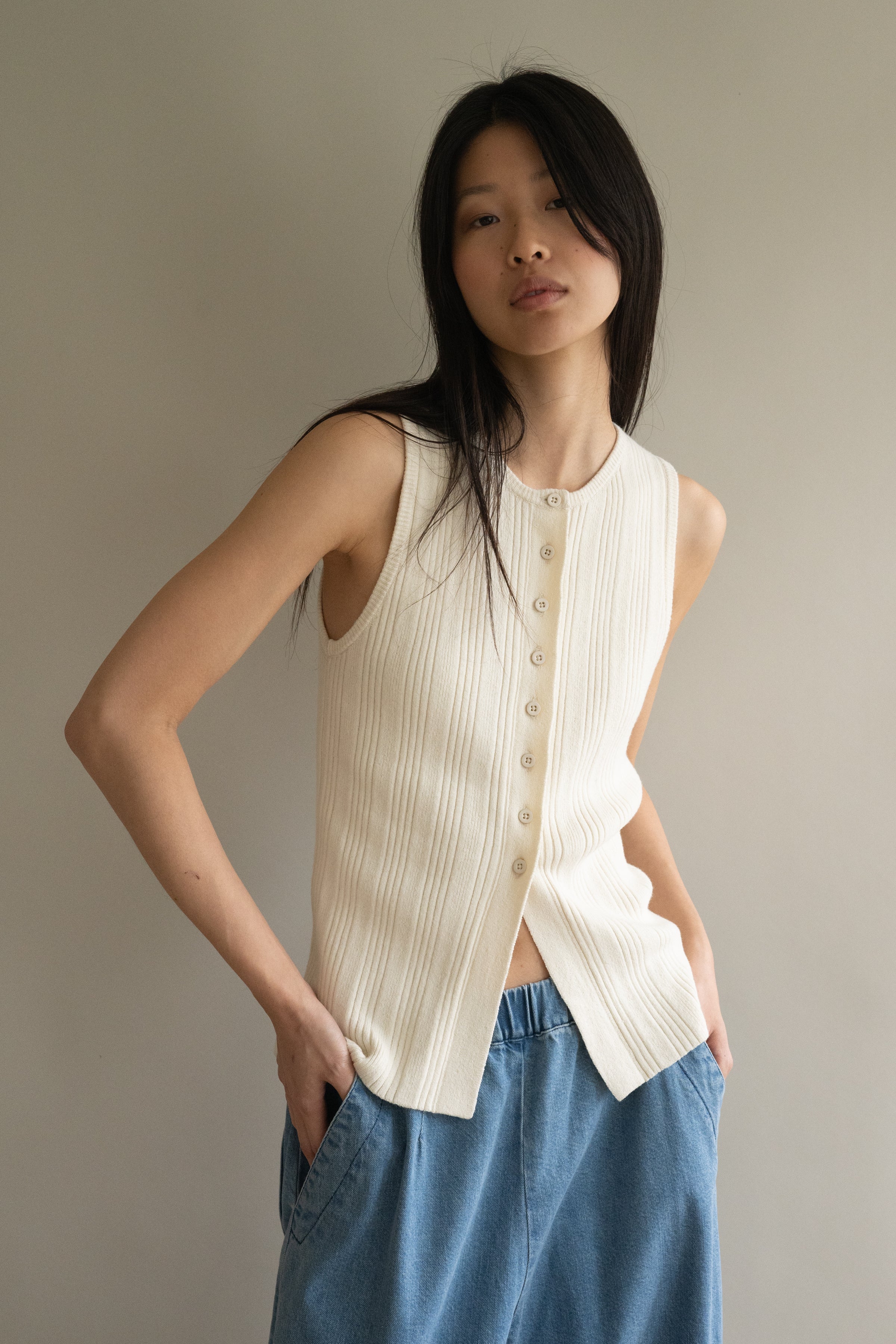 Cream Mix Rib Vest – Micaela Greg