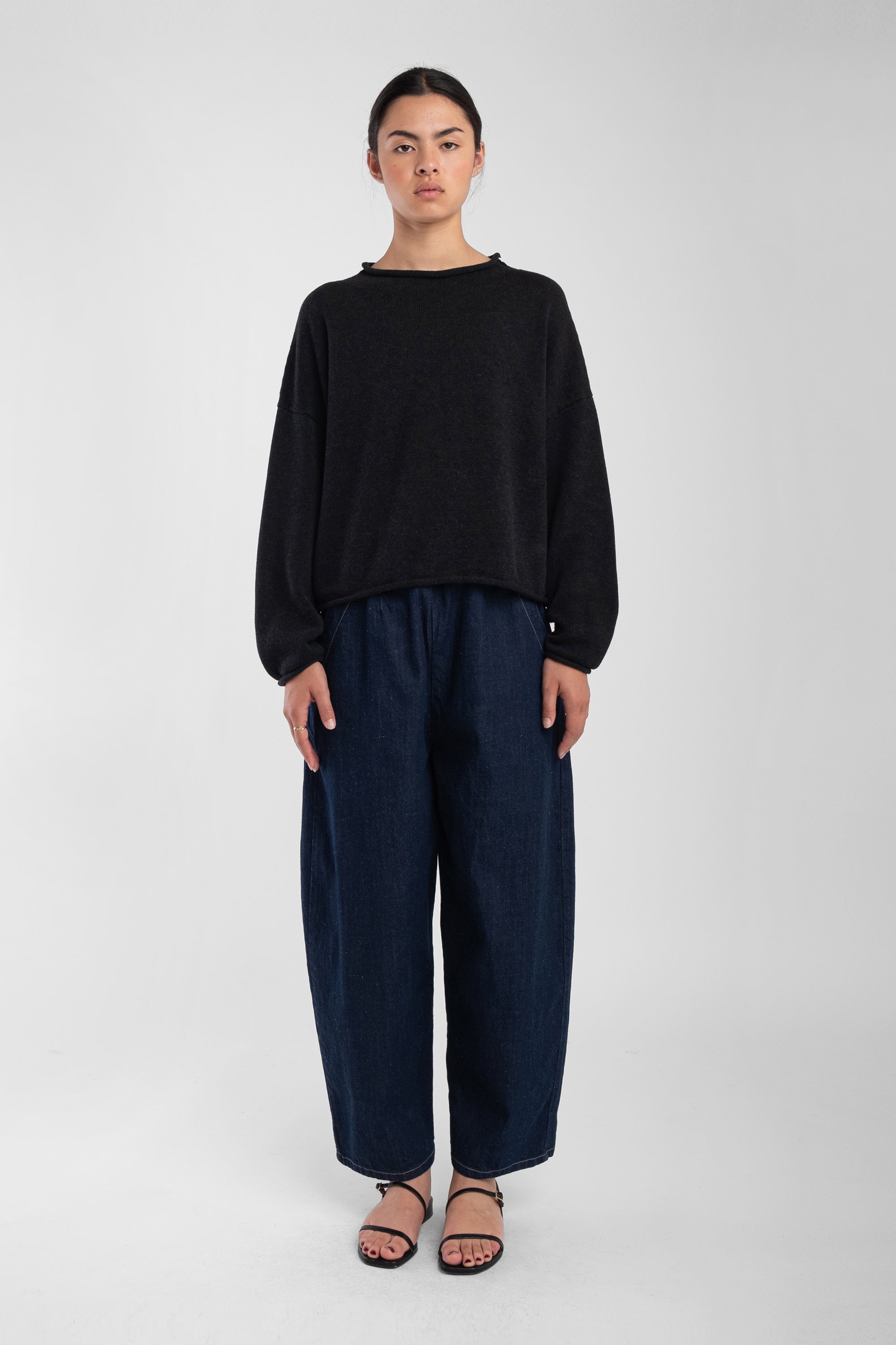 Faded Black Rolled Sweater – Micaela Greg