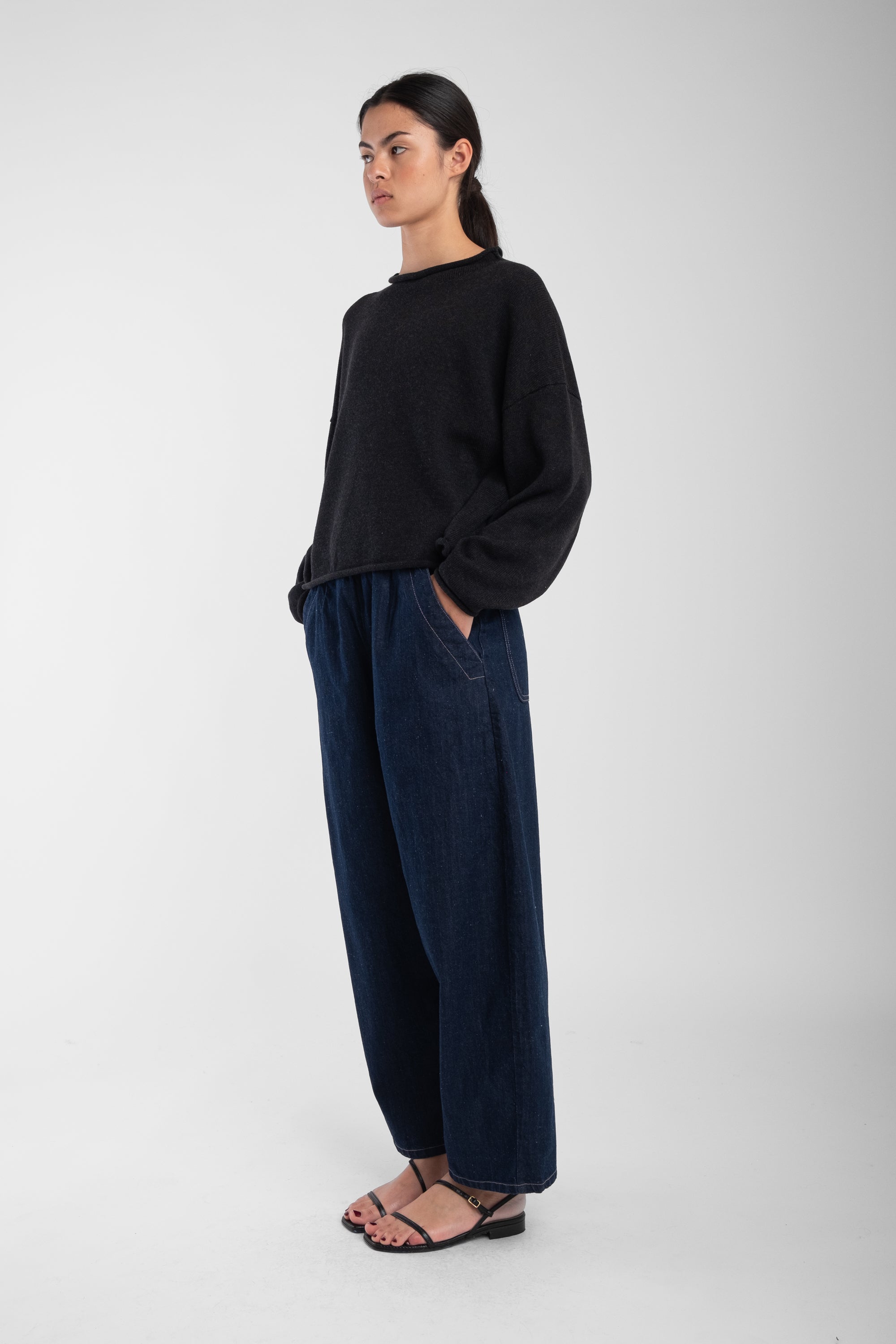 Faded Black Rolled Sweater