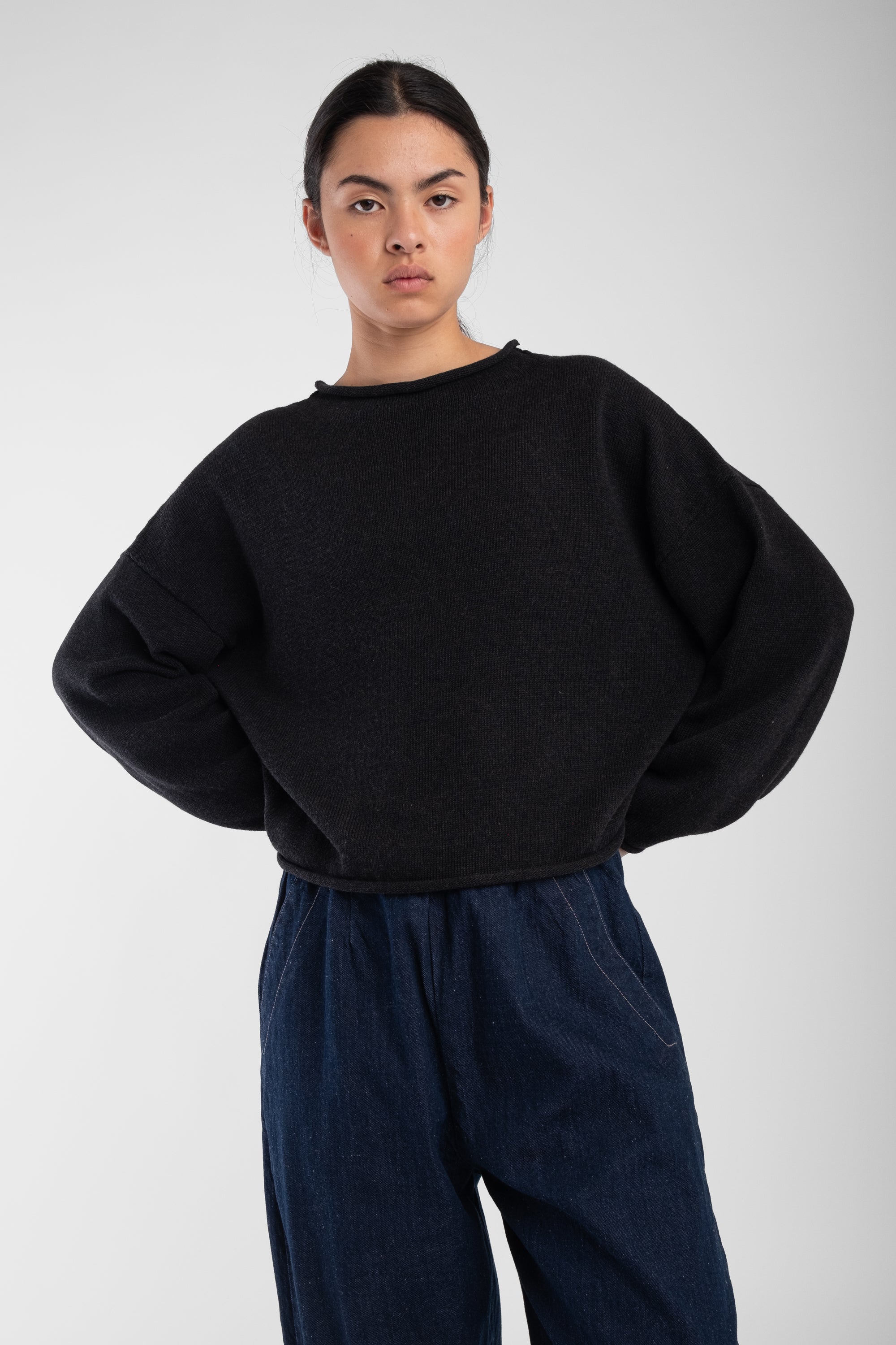 Faded Black Rolled Sweater