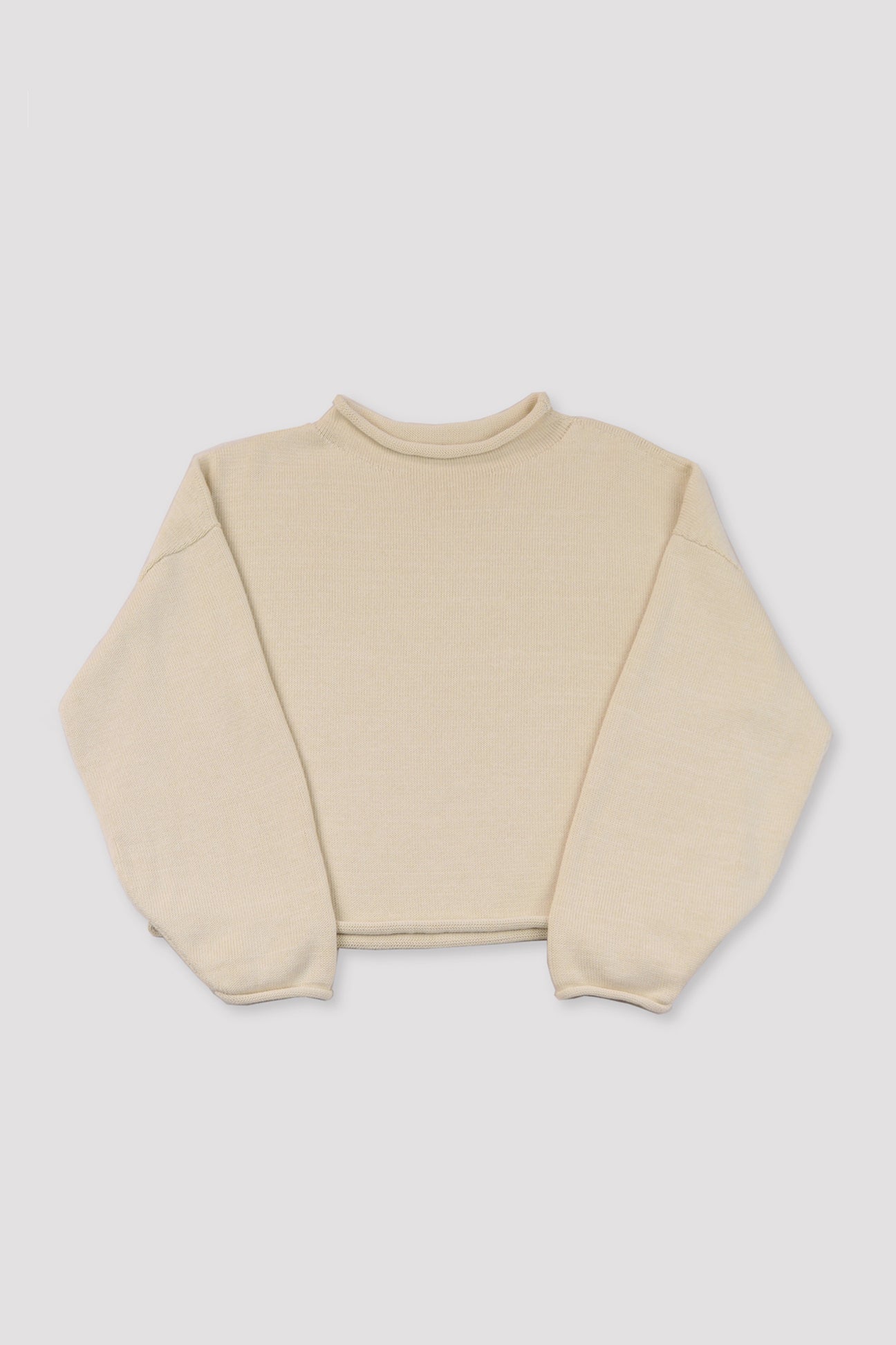 Cream Rolled Sweater