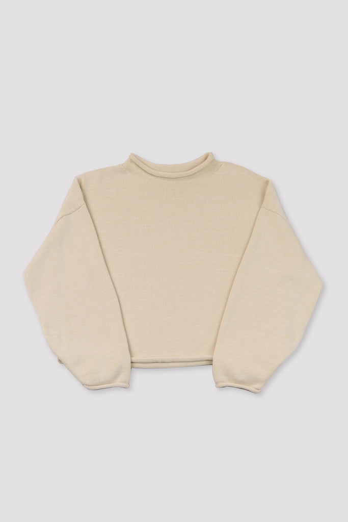 Cream Rolled Sweater