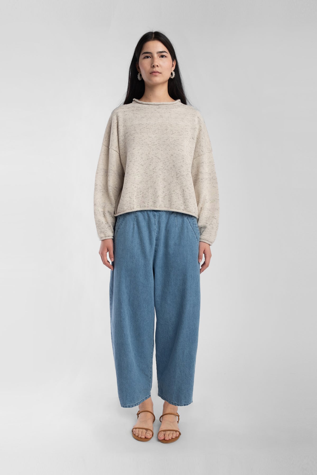 Speckle Cream Rolled Sweater – Micaela Greg