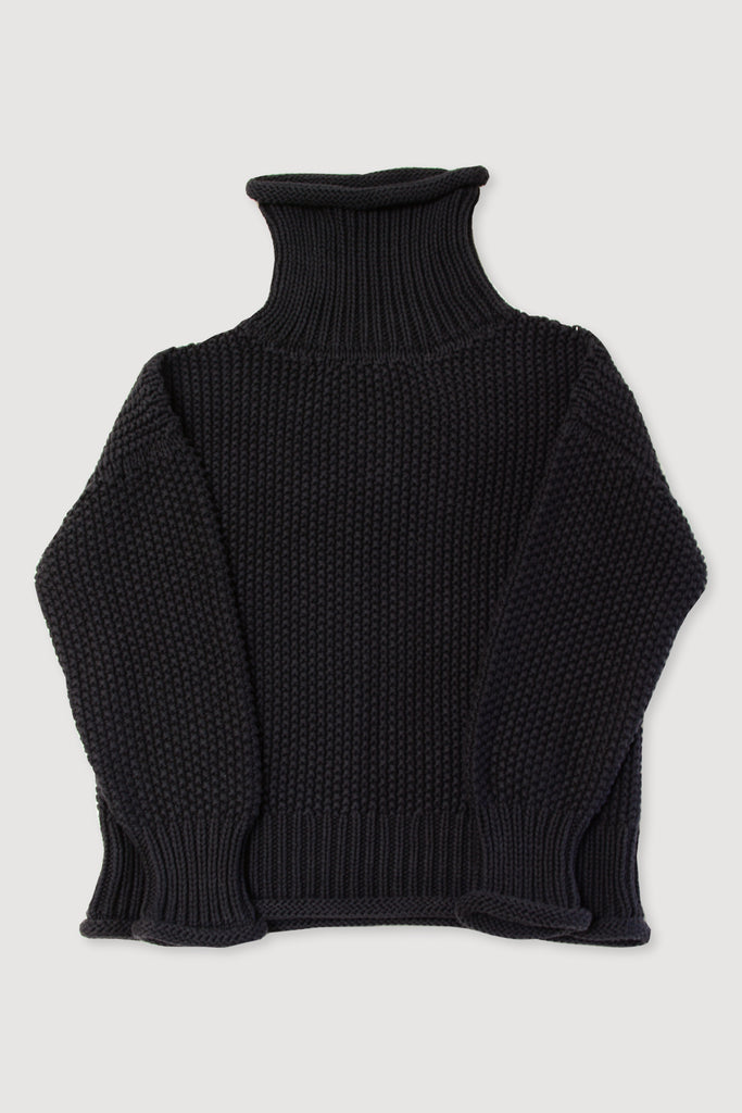 Faded Black Roll Neck Seed Sweater