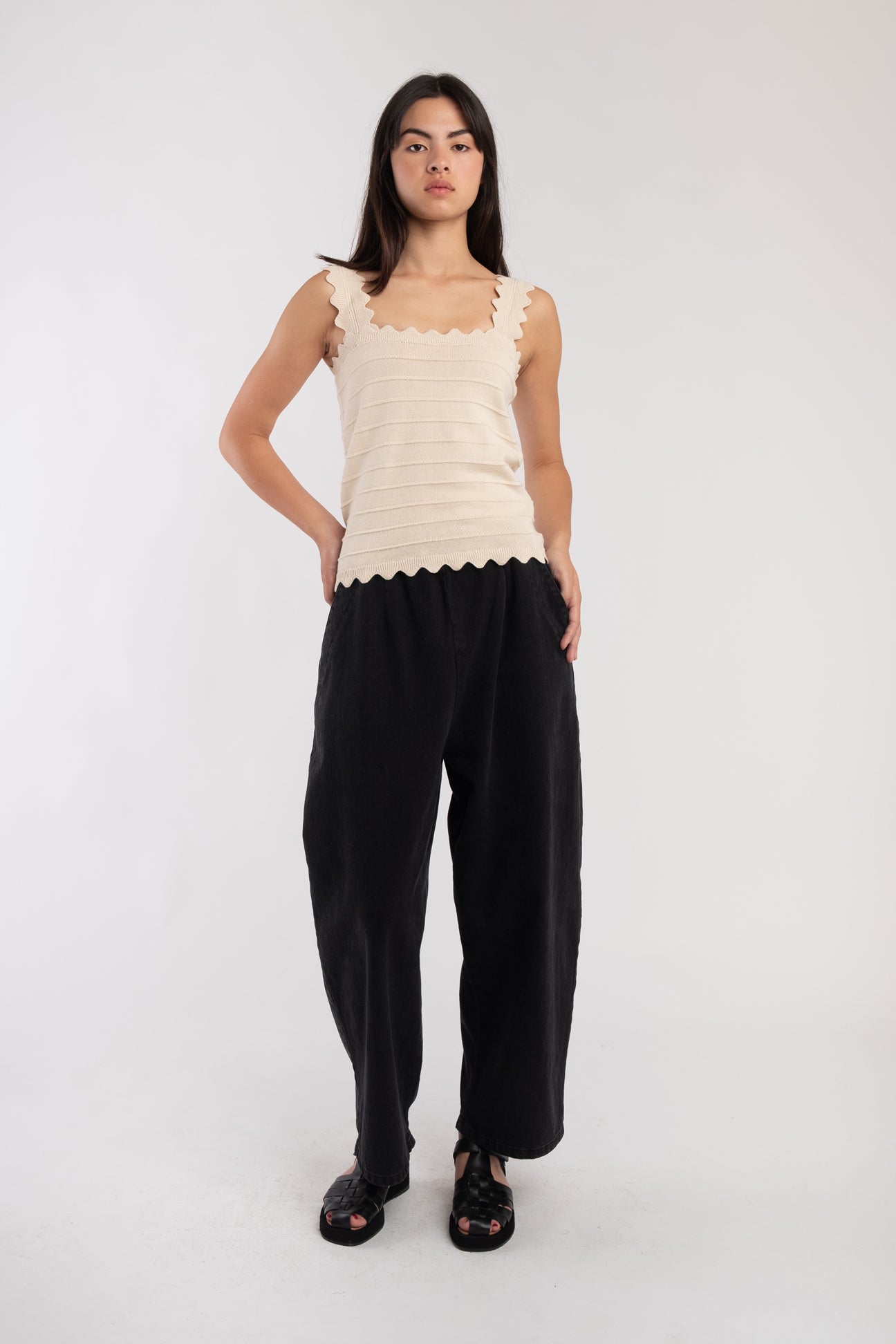 Cream Scallop Tank