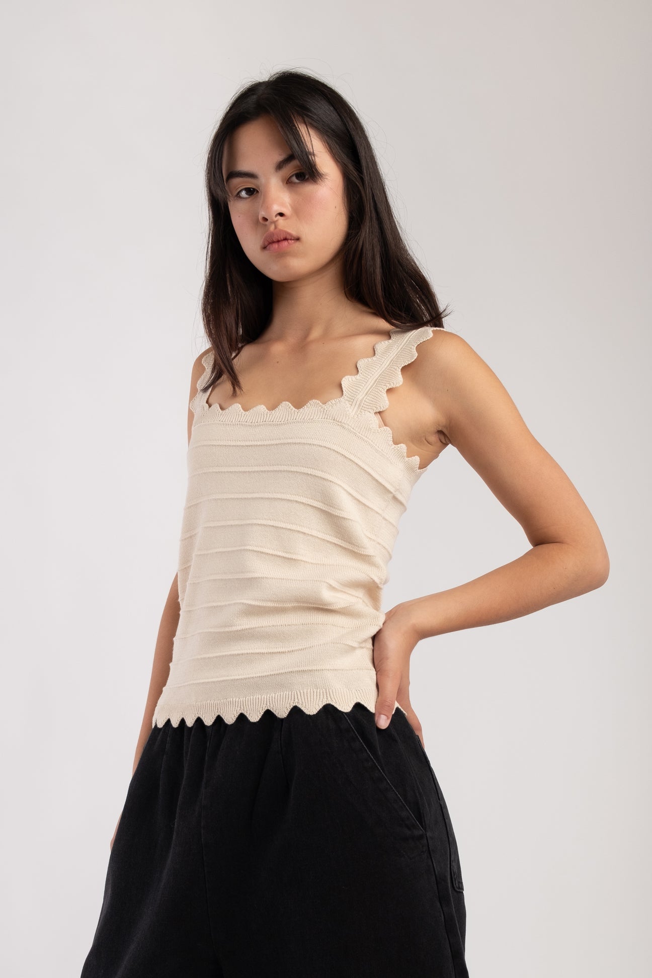 Cream Scallop Tank