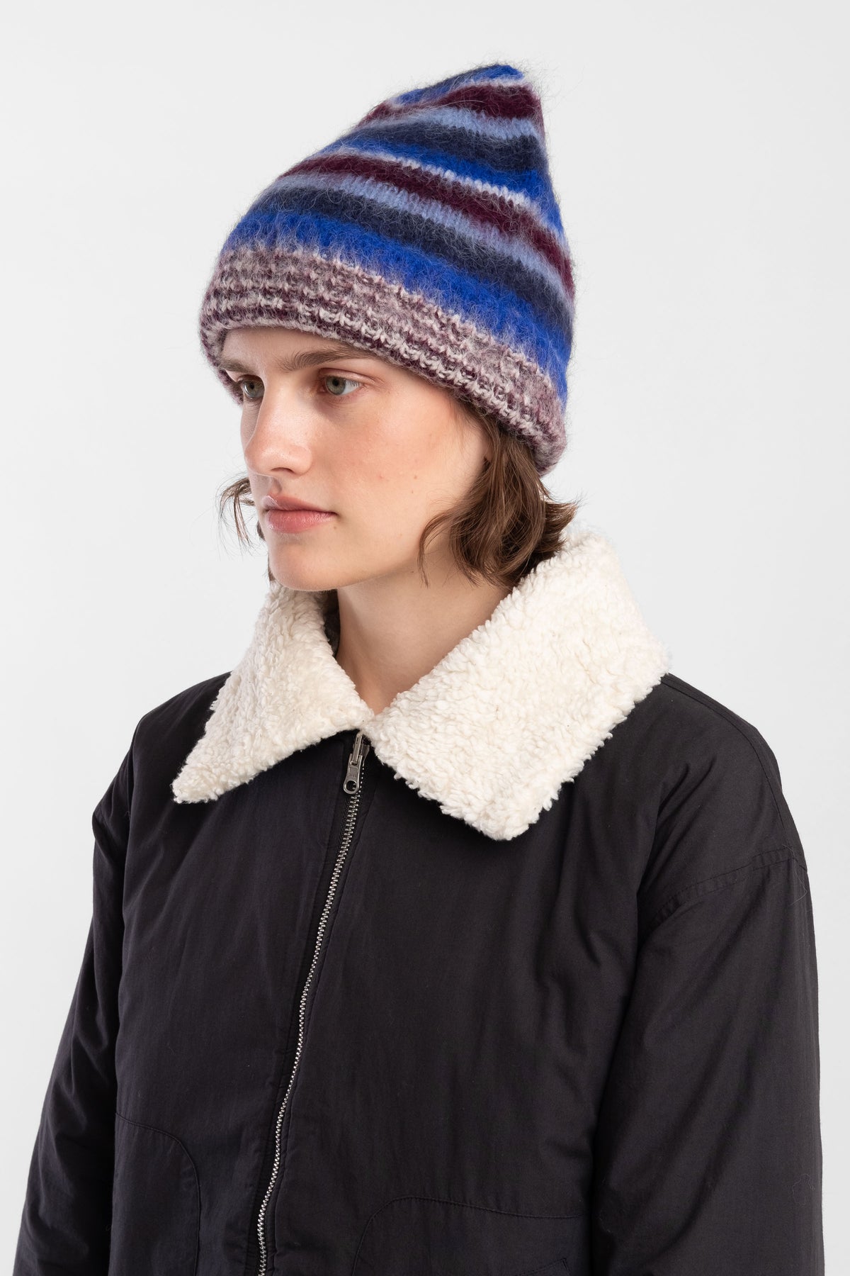 Electric Blue/Burgundy Brushed Striped Hat