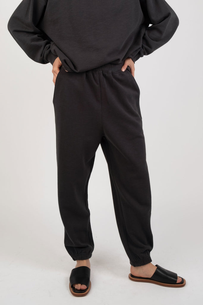 Faded Black Slub Sweatpants Micaela Greg