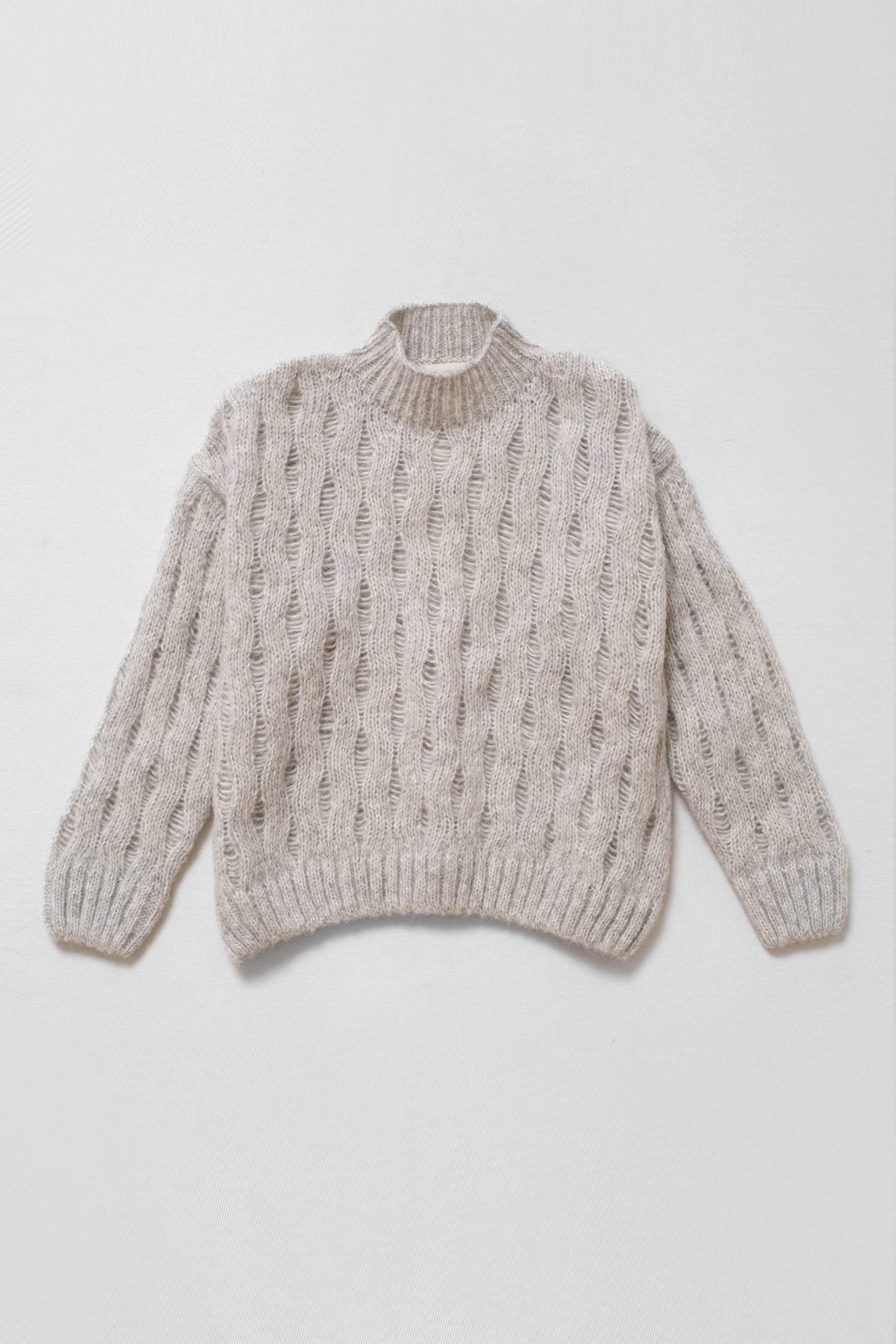 Heather Grey Wave Cable Pullover