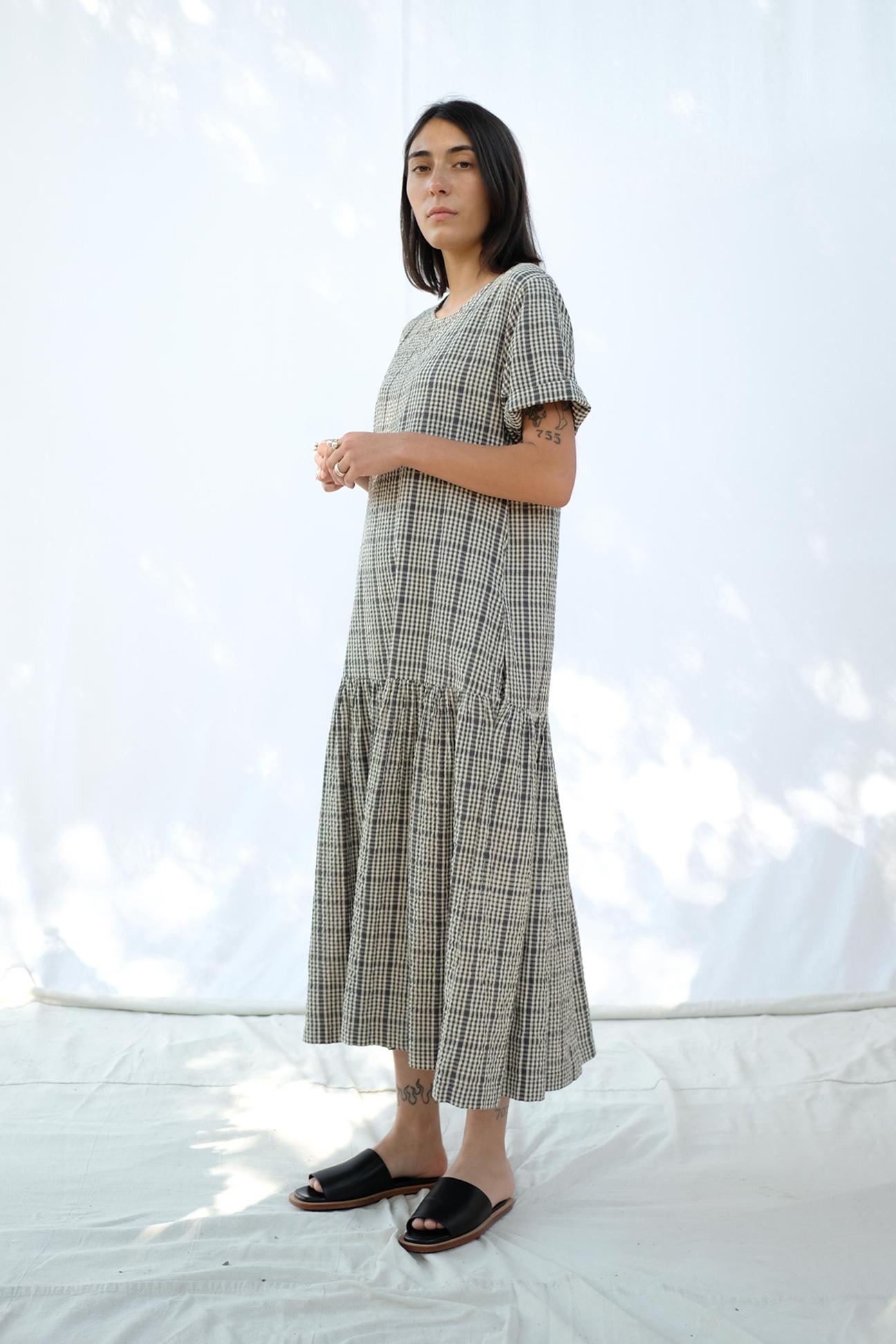 Sample - Button Tee Dress Gingham