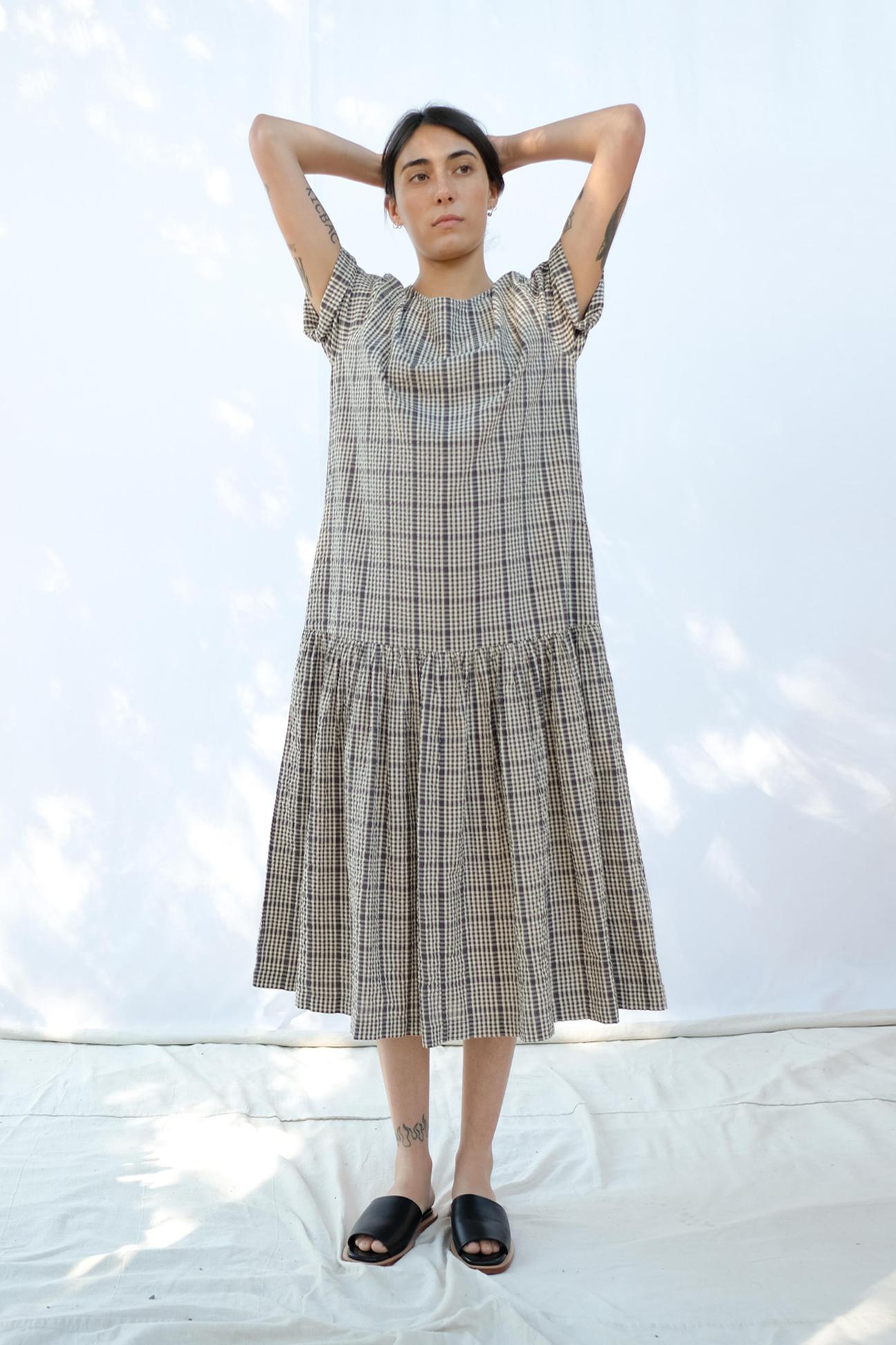 Sample - Button Tee Dress Gingham