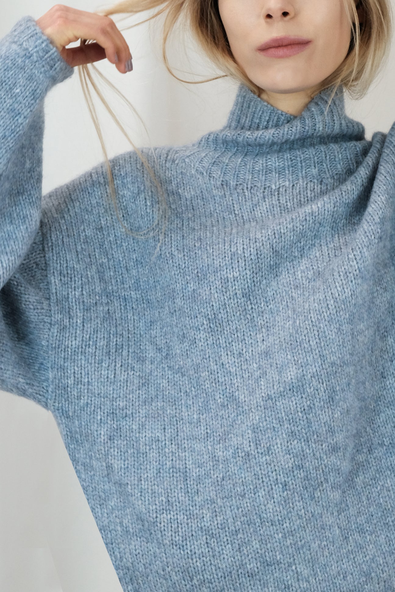 Steel Blue Funnel Neck Sweater