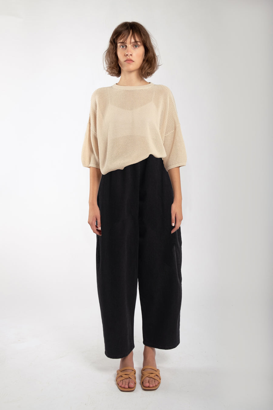 Cream Mesh Tee