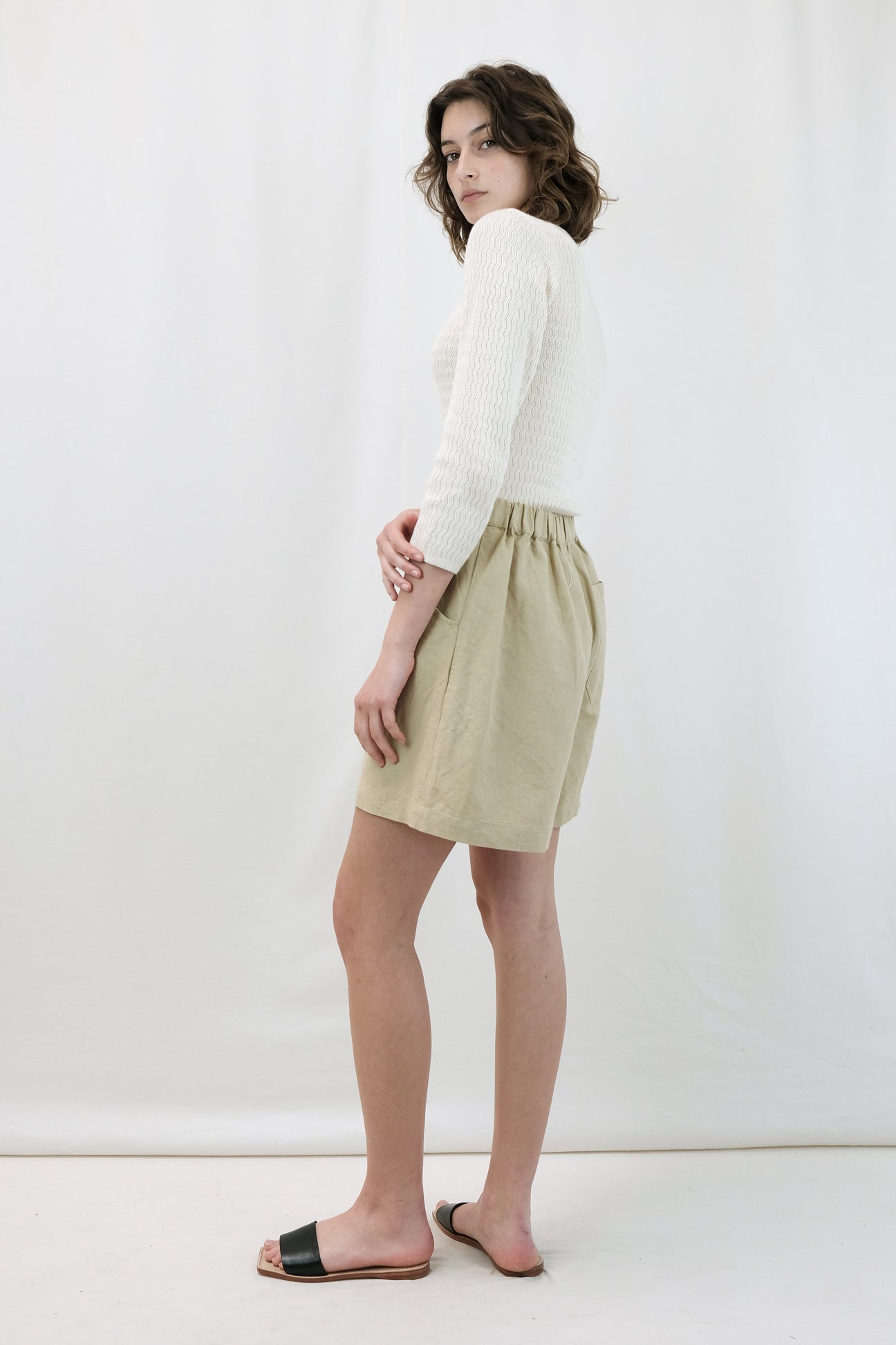 Cream Ripple Knit Tee