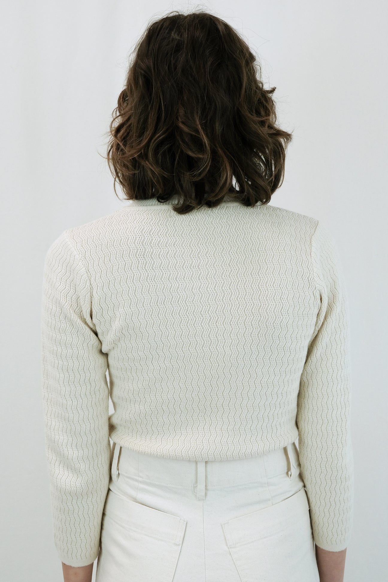 Cream Ripple Knit Tee