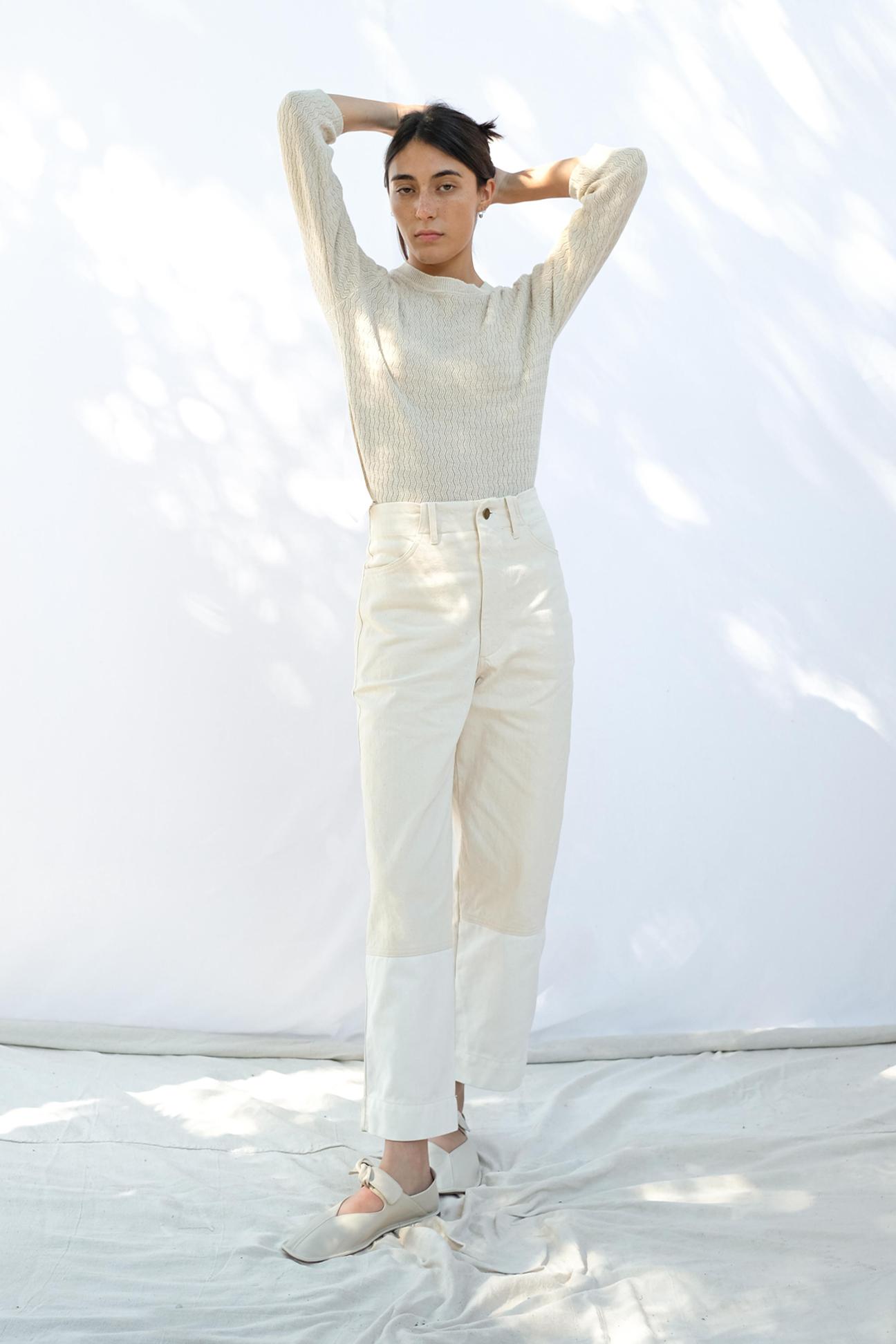 Cream Ripple Knit Tee