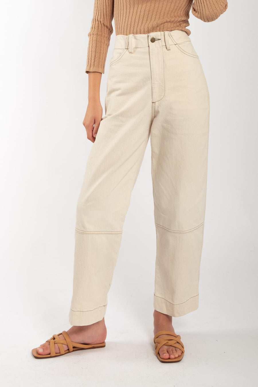 Cream Seamed Jean - with Contrast Stitching