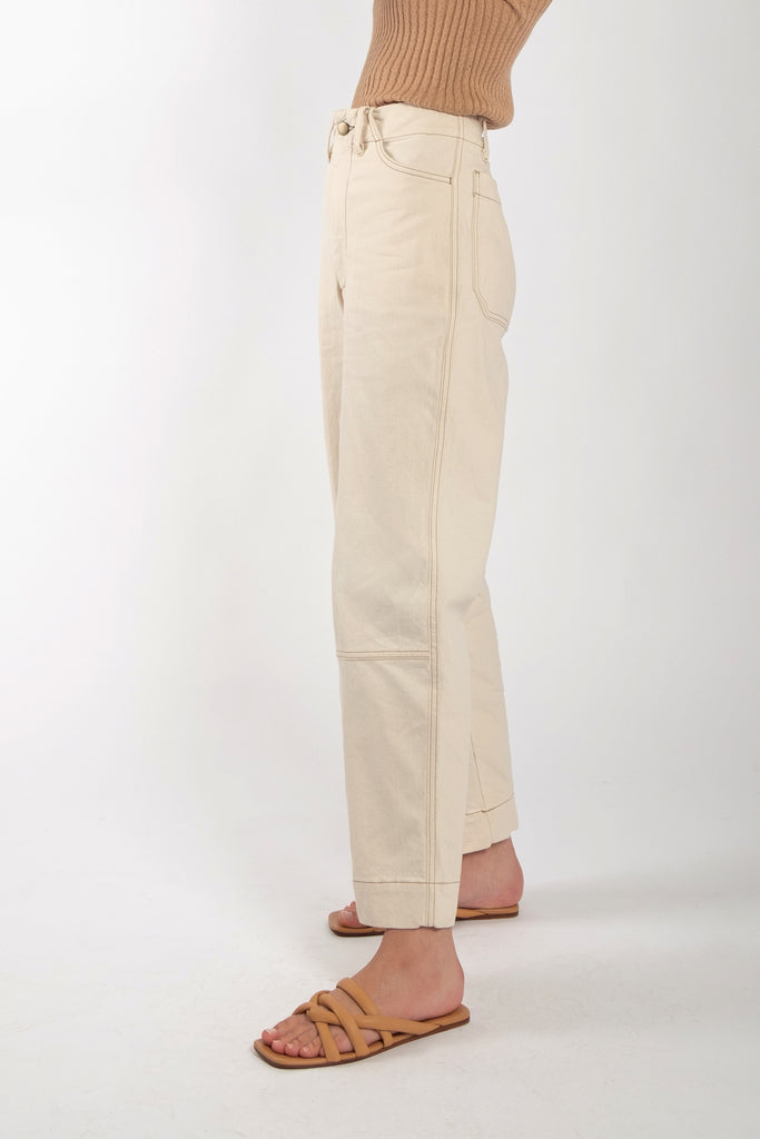 Cream Seamed Jean - with Contrast Stitching