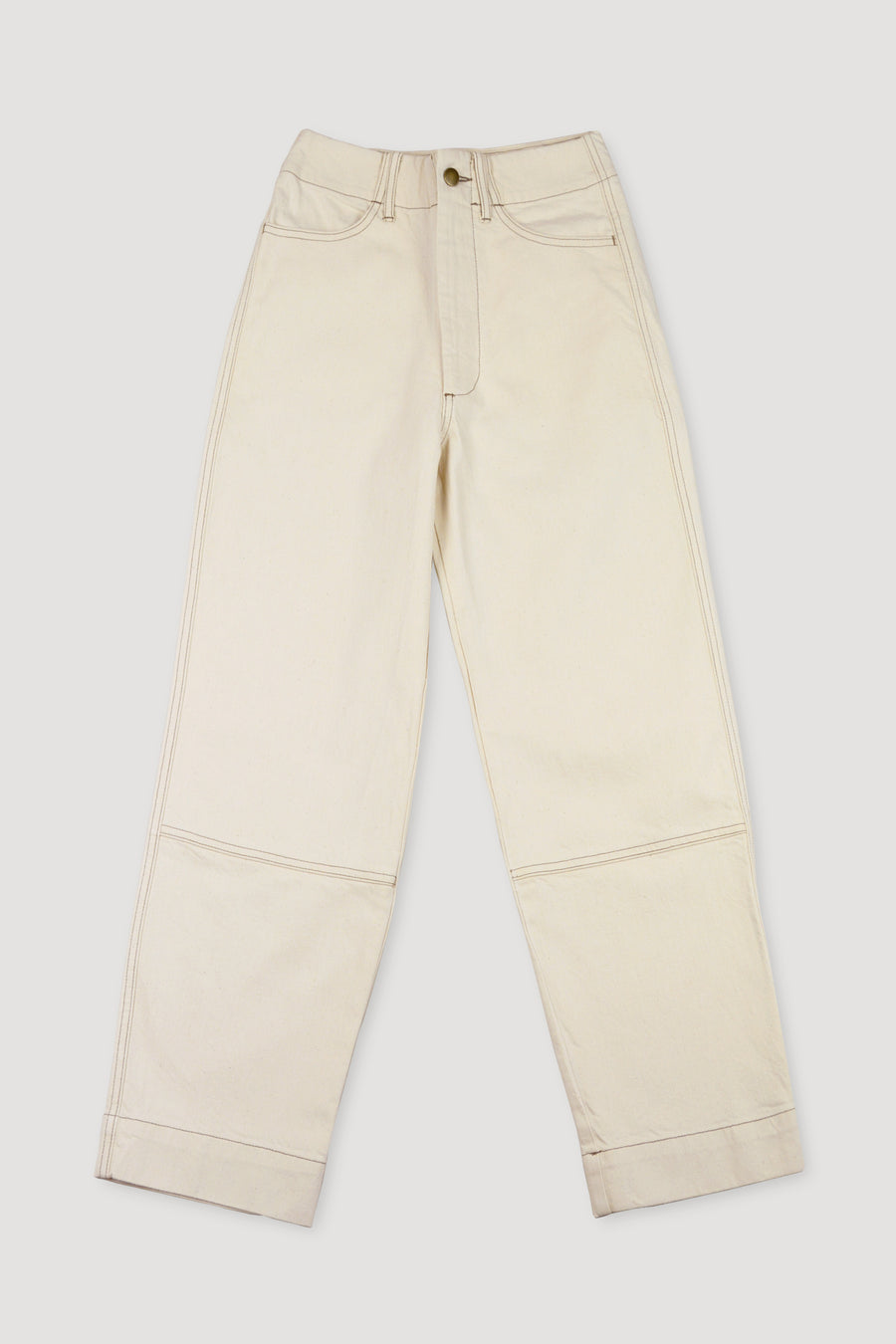 Cream Seamed Jean - with Contrast Stitching
