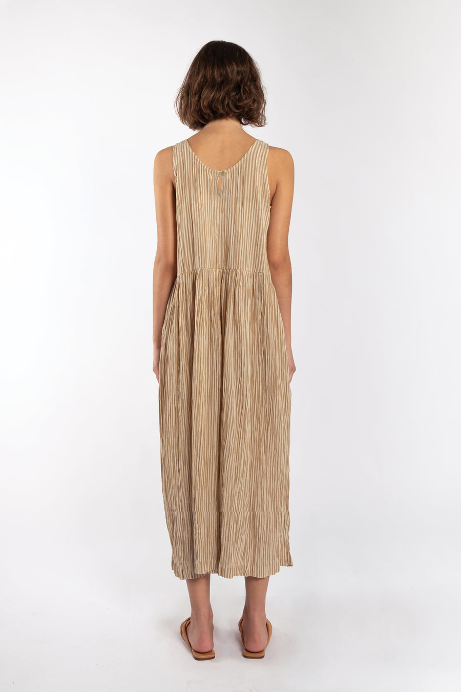 Crinkle Stripe Tank Dress