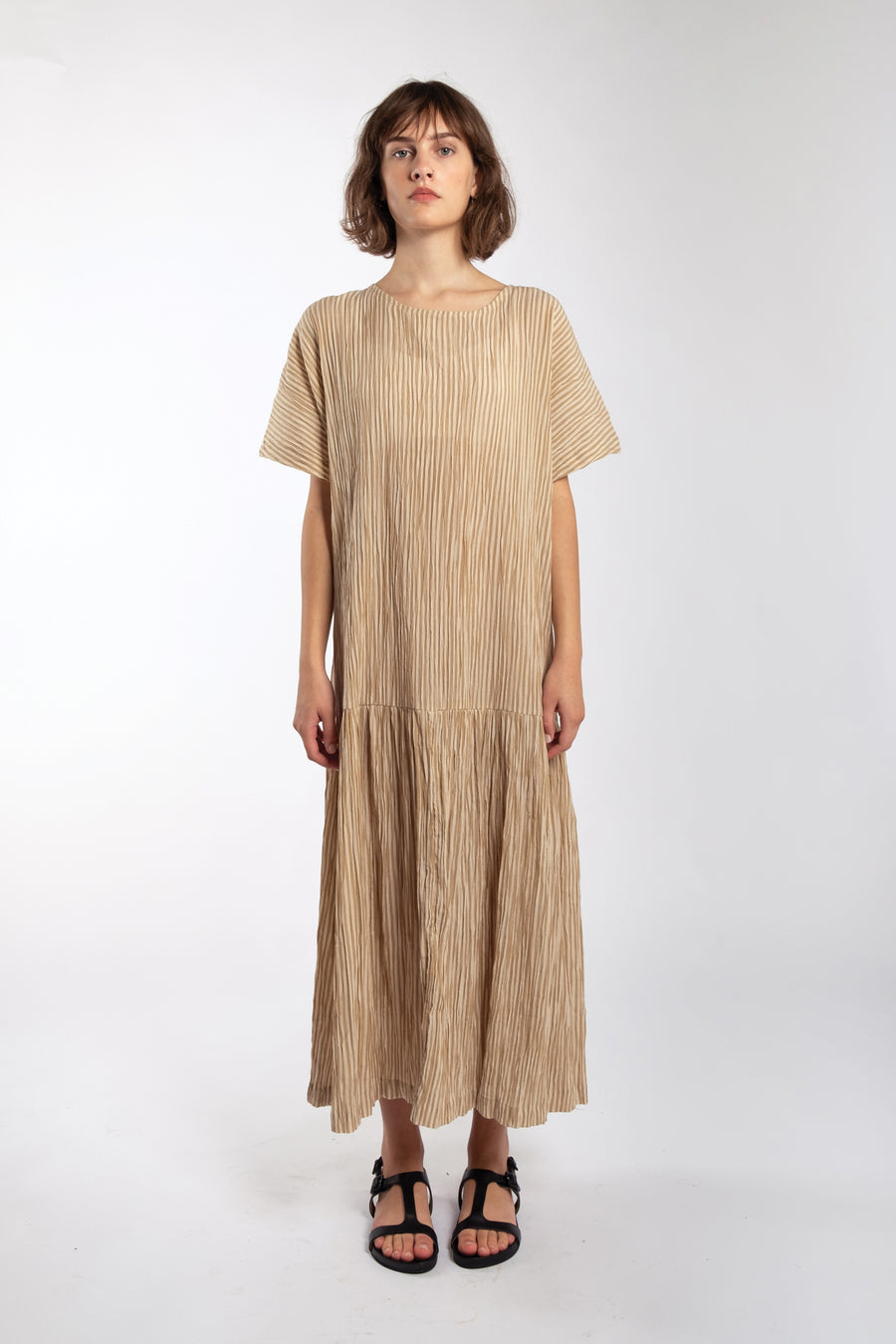 Crinkle Stripe Tee Dress