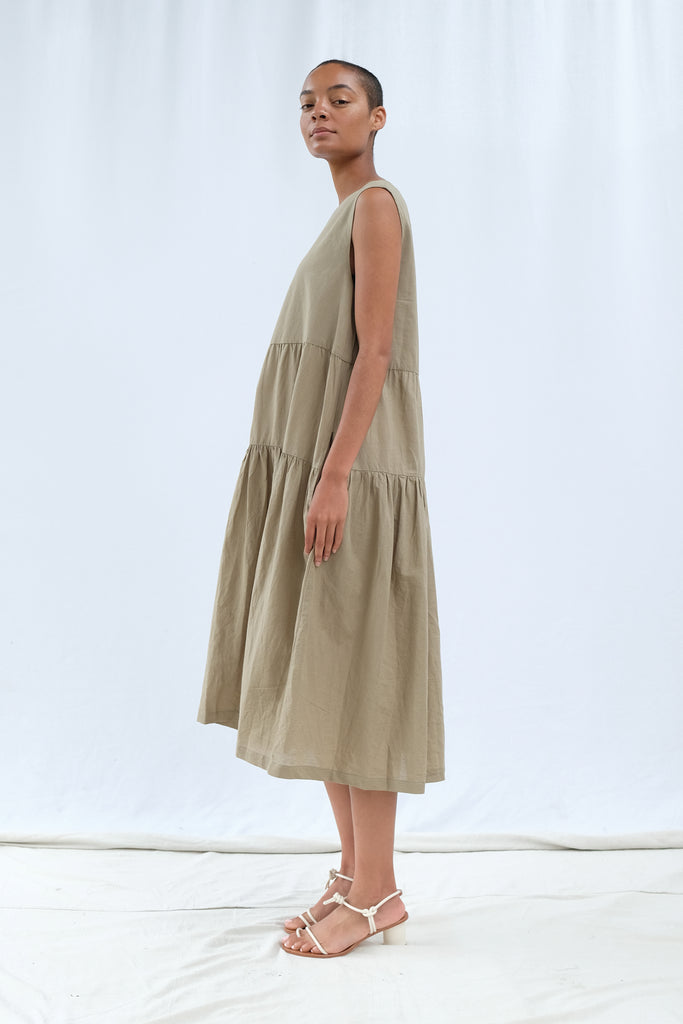 Faded Olive Tier Dress